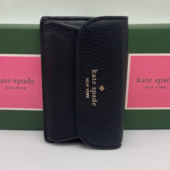 Kate Spade Dumpling Small Pebble Leather Flap Card Holder Wallet 
Black 
NWT - Picture 11 of 16
